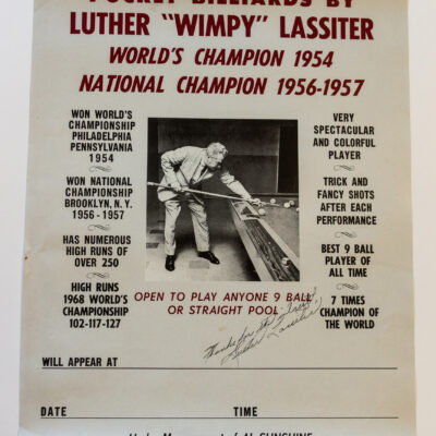 Luther Lassiter Billiards Poster