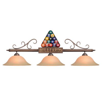 "BILLIARDS" & RACK 3 SHADE 56" POOL BALL BILLIARD LIGHT