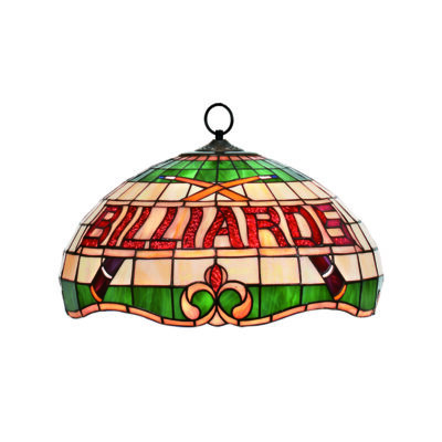 "BILLIARDS" 16" STAINED GLASS PENDANT LIGHT - RED