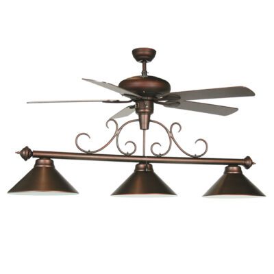 3 SHADE 58" BILLIARD LIGHT WITH FAN - OIL RUBBED BRONZE