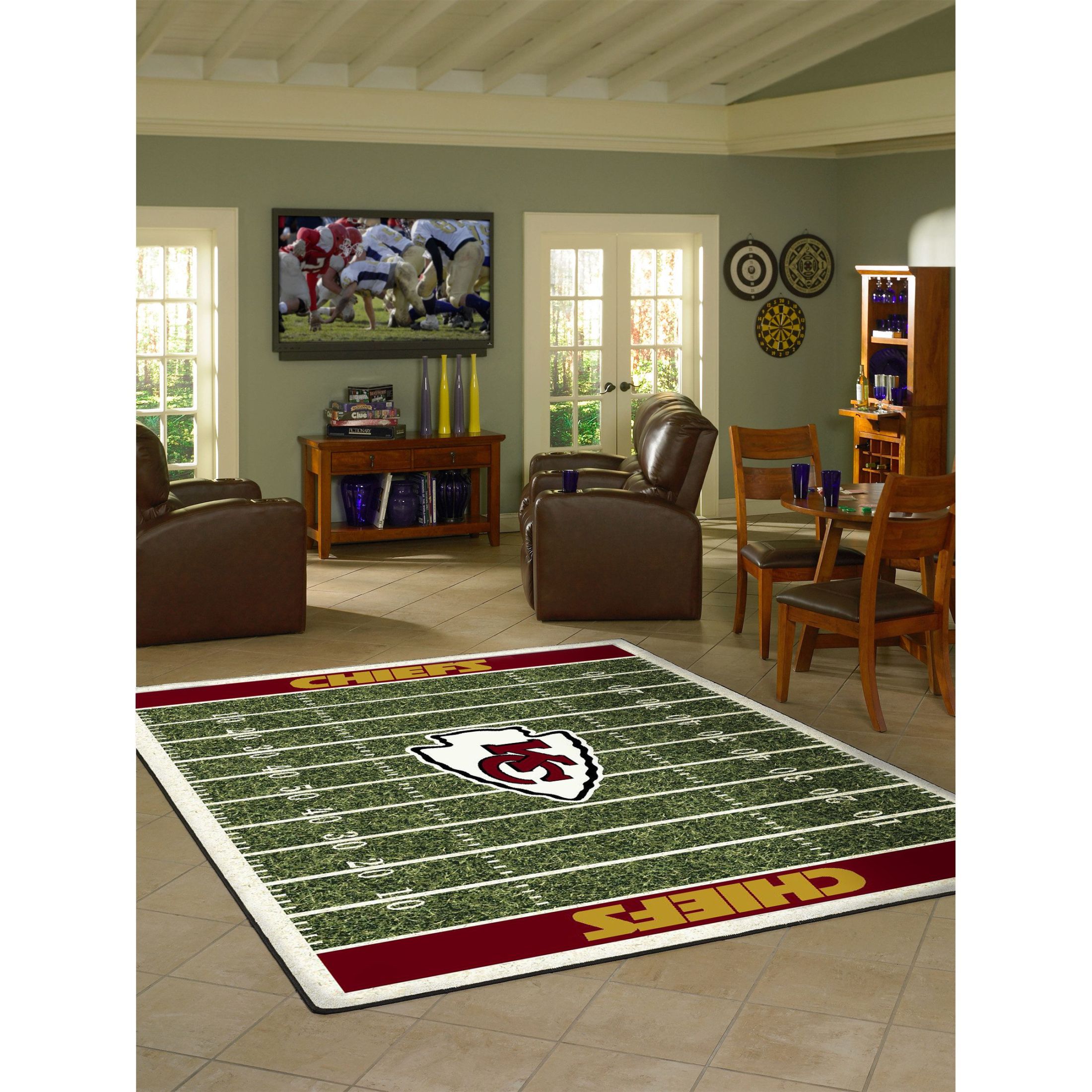 Kansas City Chiefs football shaped rug