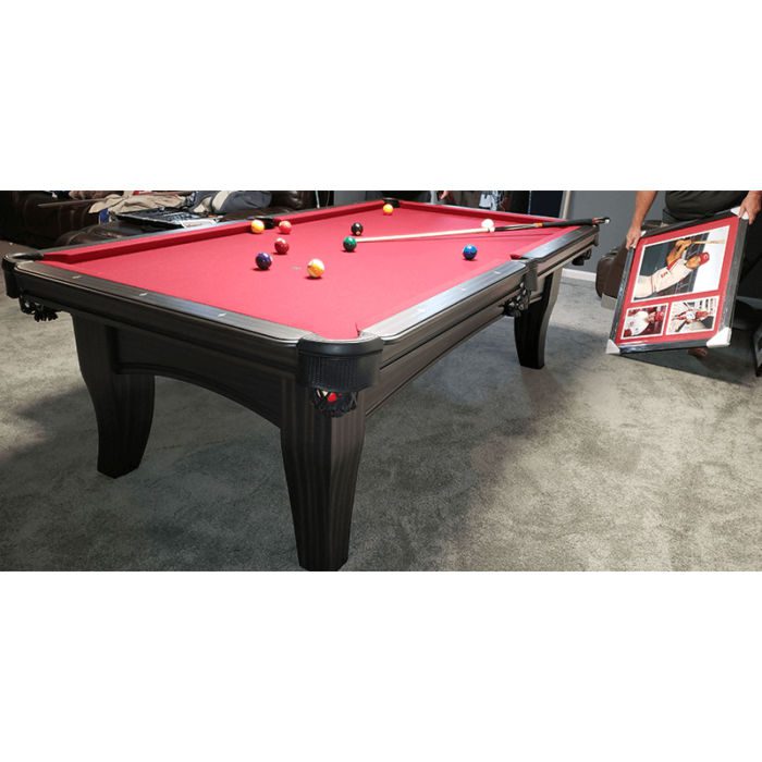 Olhausen Billiards Chicago Pool Table Matte Black Lacquer Finish Red Cloth