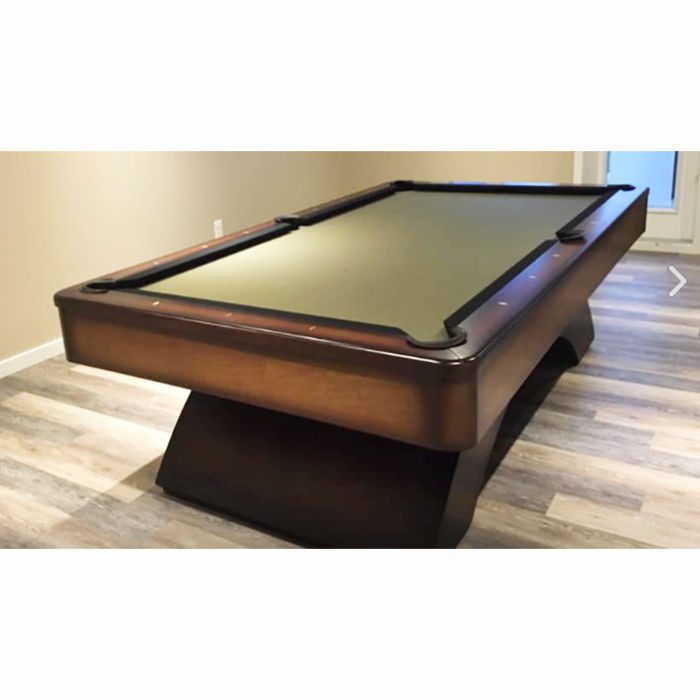 Olhausen Billiards Waterfall Pool Table Brushed Aluminum Metal with Heritage Maple Finish