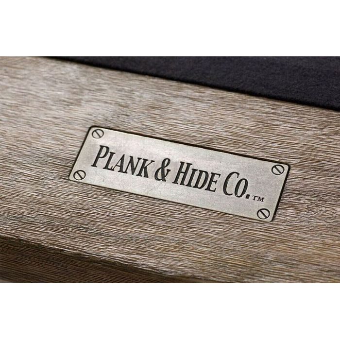 Plank and Hide Beaumont Wood Pool Table Antique Silver Finish On Oak Weathered Wood Detail