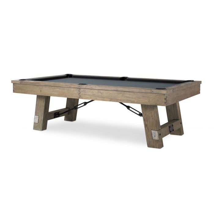 Plank and Hide Isaac Pool Table Silvered Oak Finish Side View
