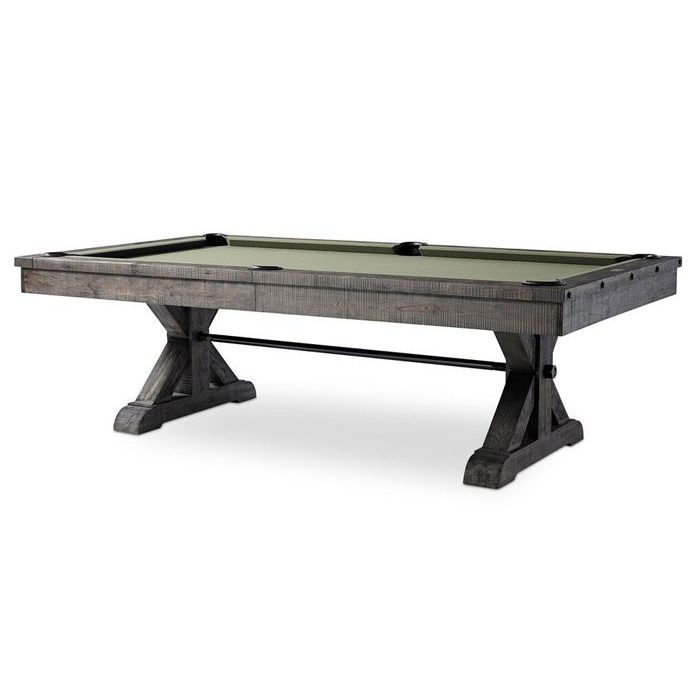 Plank and Hide Otis Pool Table Weathered Grey Stain on Douglas Fir Distressed Wood Long Side View 2