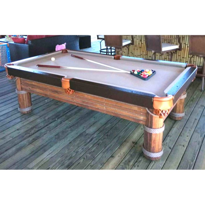 R&R Outdoors Caribbean Pool Table with Teak Finish