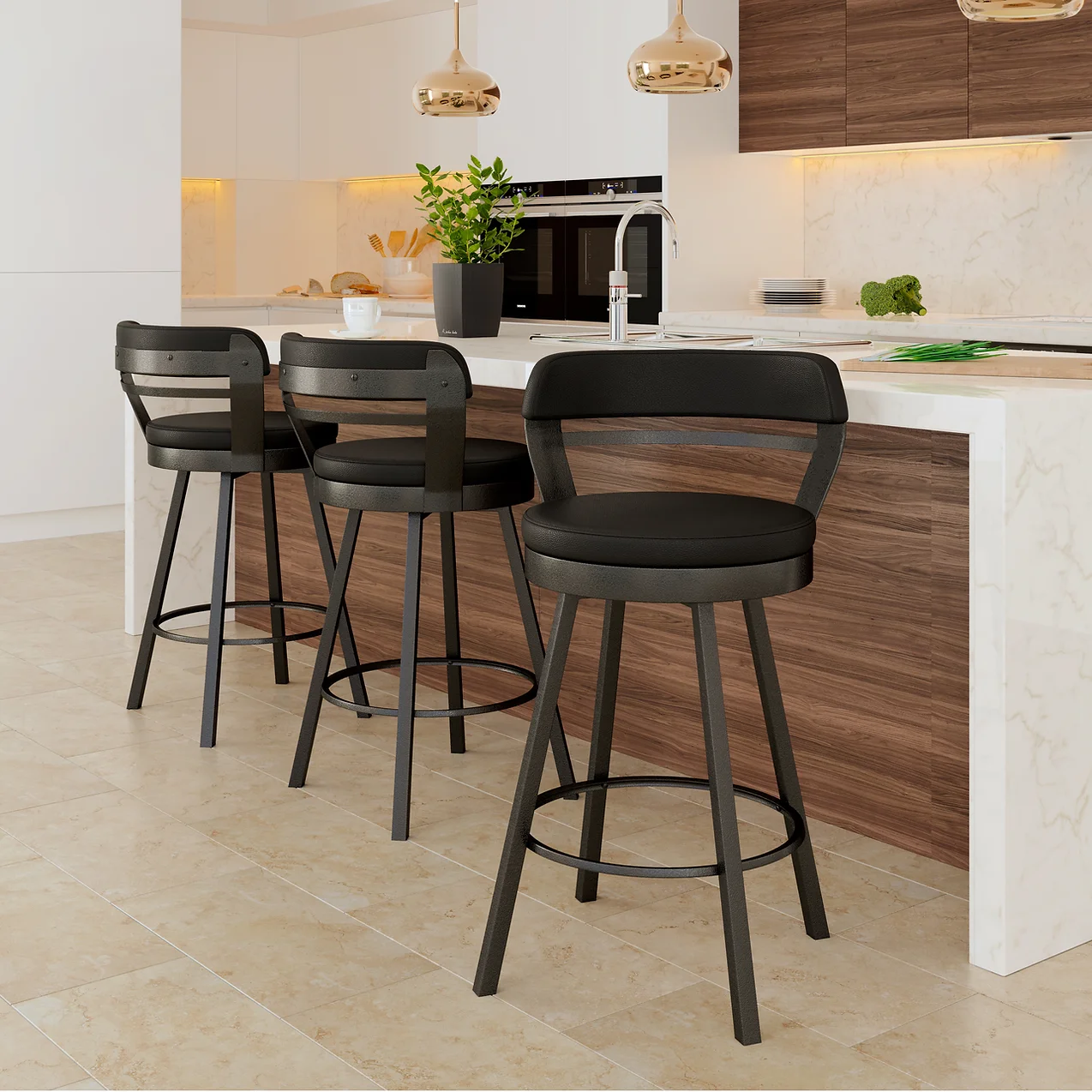 Akron Swivel Bar Stool – Backless Custom Upholstery Counter & Bar Stool - Image 2