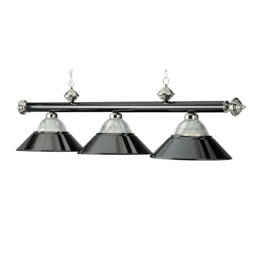 3 SHADE 54" BILLIARD LIGHT - BLACK & CHROME