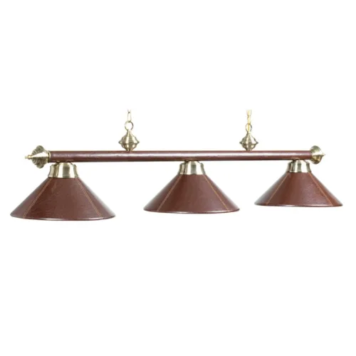 3 SHADE 54" BILLIARD LIGHT - BROWN LEATHER