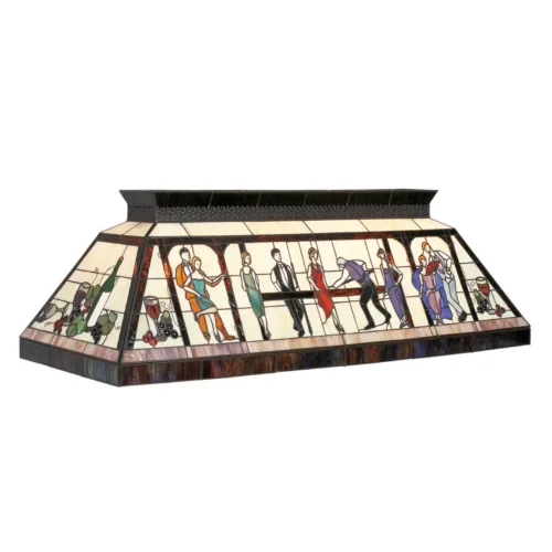 LOUNGE SCENE 44" TIFFANY BILLIARD STAINED GLASS LIGHT