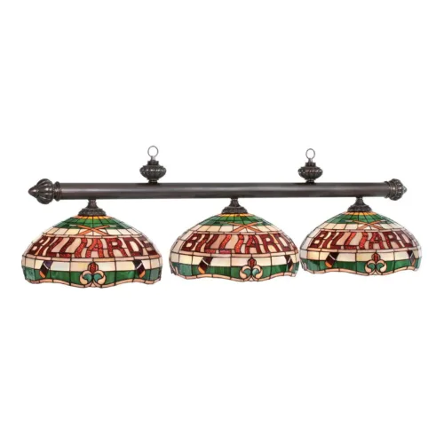 "BILLIARDS" 3 SHADE 56" STAINED GLASS LIGHT