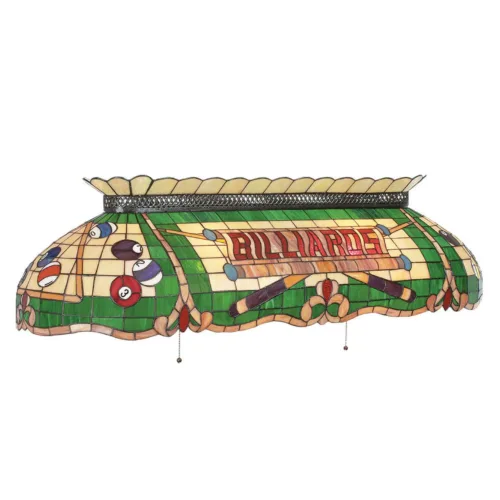 "BILLIARDS" 3 SHADE 50" TIFFANY STAINED GLASS LIGHT