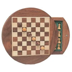 Wood Magnetic Round Chess Set – 9 Inch