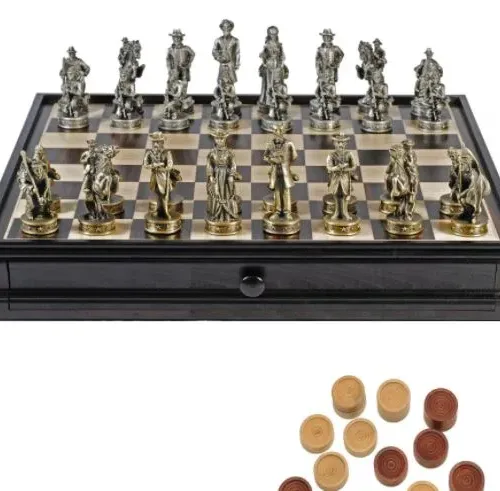 Wood Chess Board with Storage Drawers - 15 in.