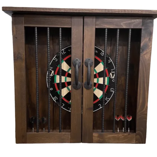 DS Custom Wood and Iron Dartboard Cabinet