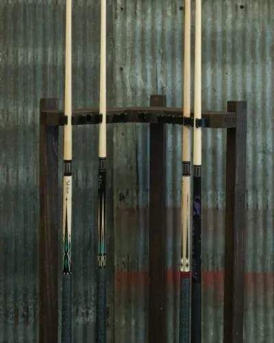 Corner Cue Rack with Clips - Reclaimed Wood