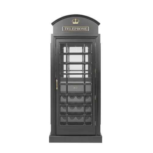 English Phone Booth Bar Cabinet with Wine Storage