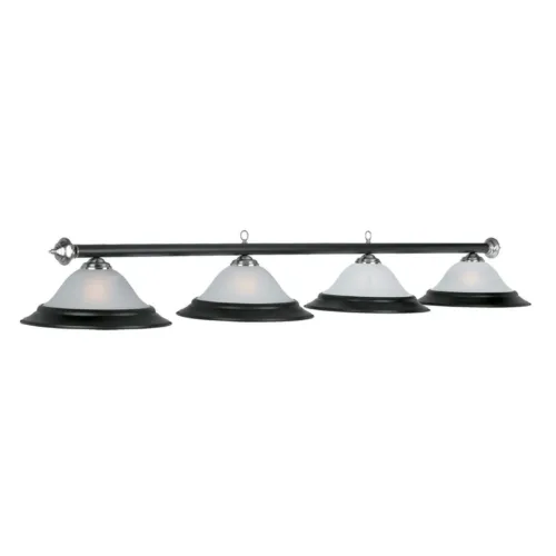 4 SHADE 82" BILLIARD LIGHT - MATTE BLACK & STAINLESS