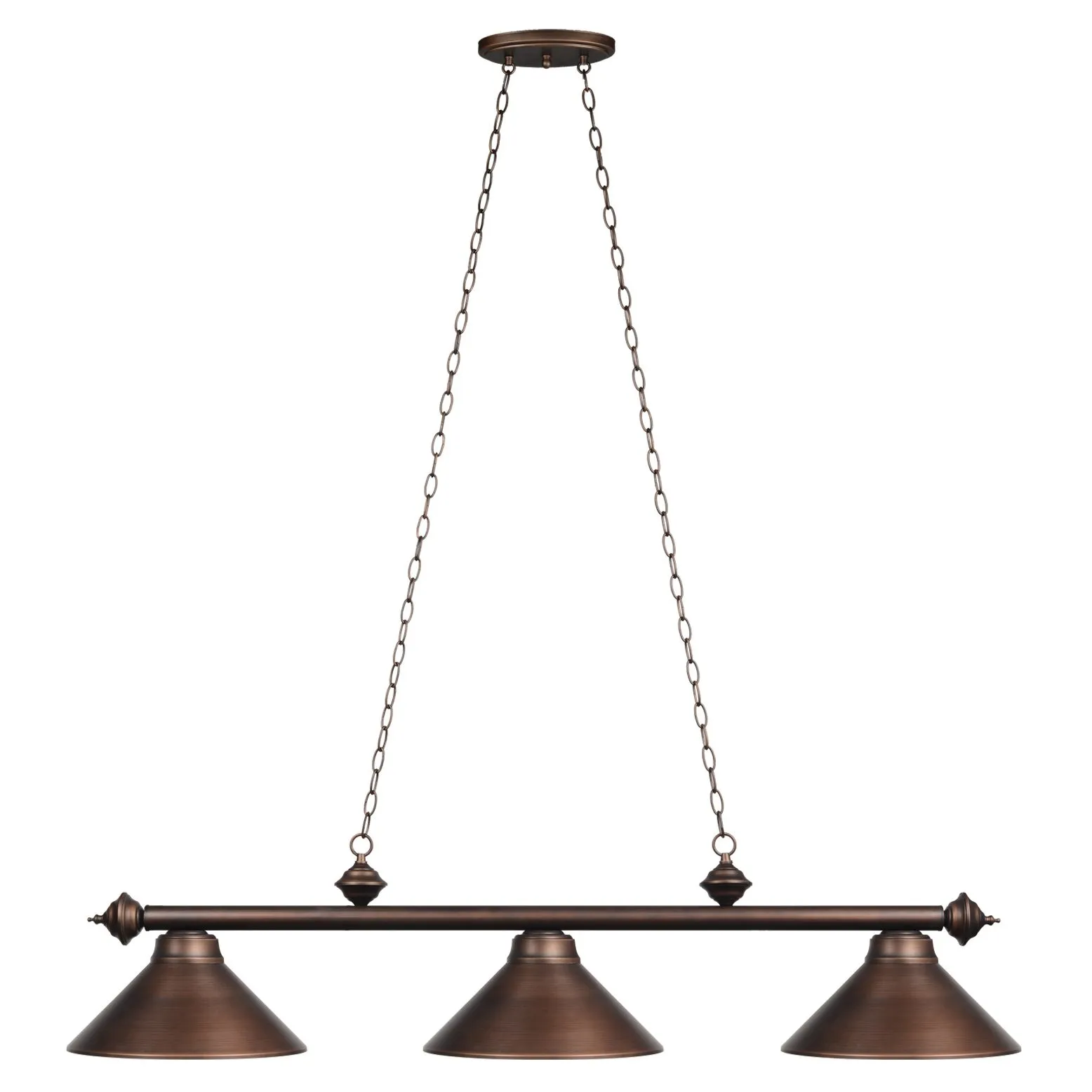 3 SHADE 54" BILLIARD LIGHT - OIL RUBBED BRONZE - Image 2