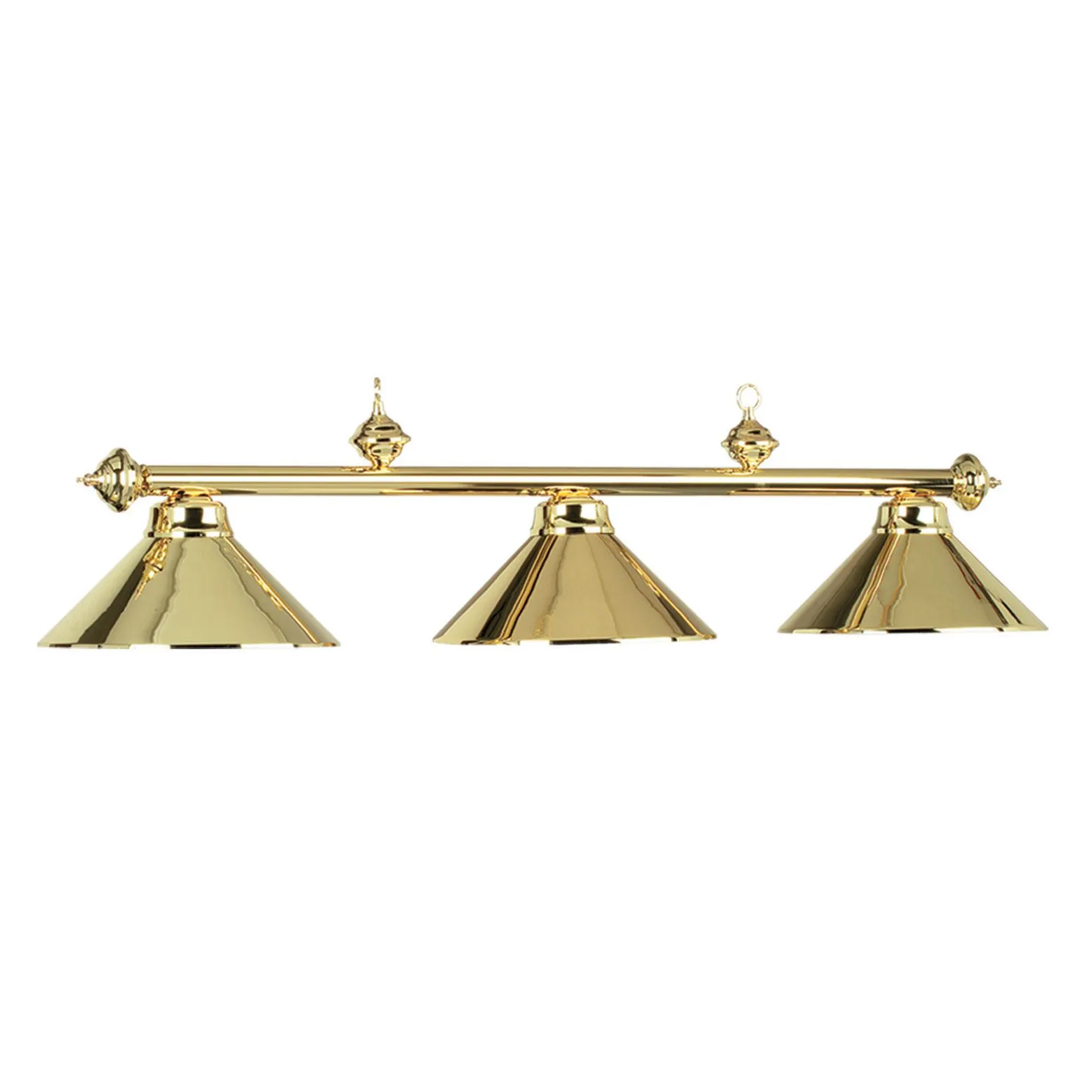 3 SHADE 54" BILLIARD LIGHT - POLISHED BRASS