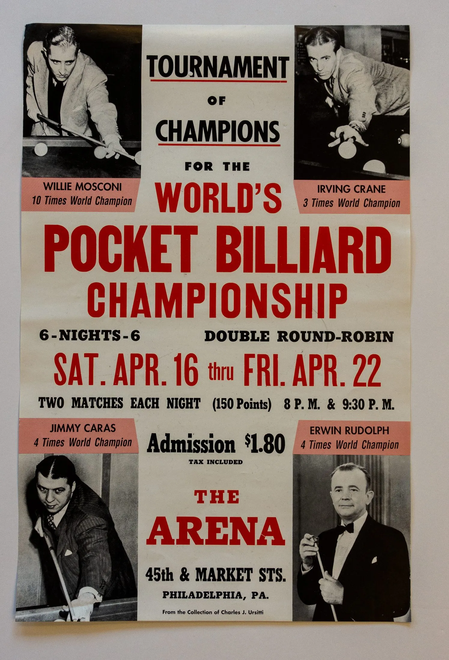 Tournament of Champions Vintage Billiards Poster