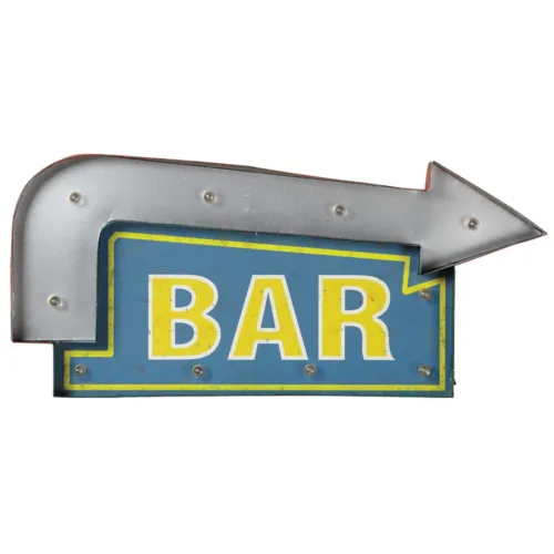 BLUE METAL ARROW BAR SIGN