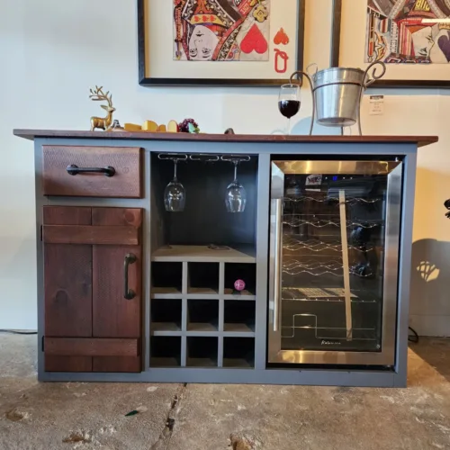 Walk-up Wine and Liquor Cabinet – Custom USA-Made Home Bar Cabinet