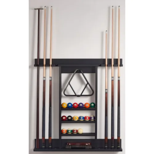 Wall Pool Cue Rack with Storage