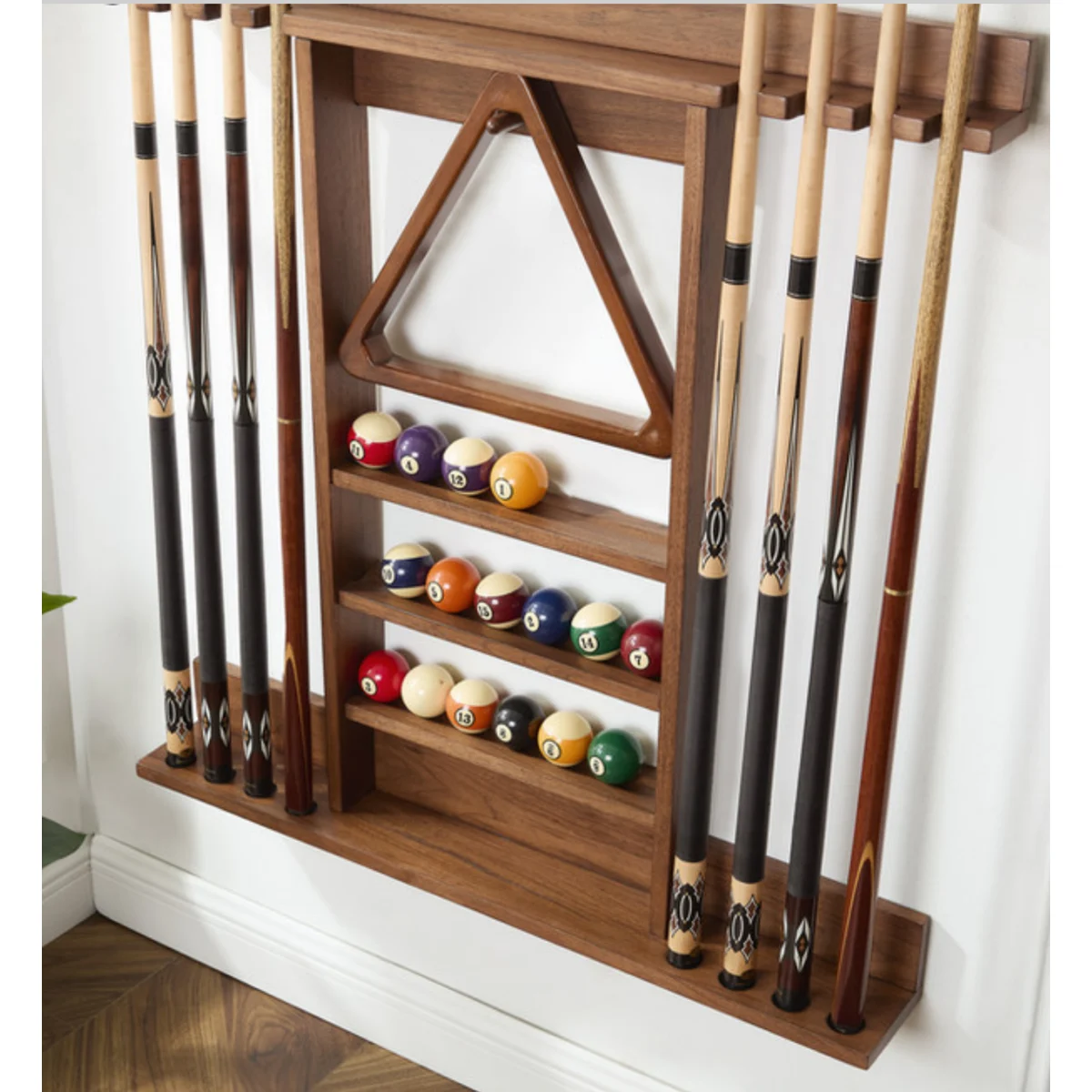 Wall Pool Cue Rack with Storage - Image 2